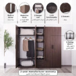 Movo Hotelya 5 Door Wardrobe with 2 Drawers Locks and Mirrors