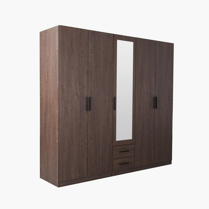 Movo Hotelya 5 Door Wardrobe with 2 Drawers Locks and Mirrors - Image 3