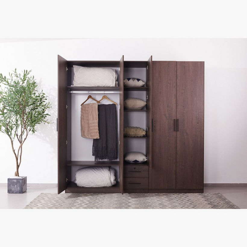 Movo Hotelya 5 Door Wardrobe with 2 Drawers Locks and Mirrors - Image 5