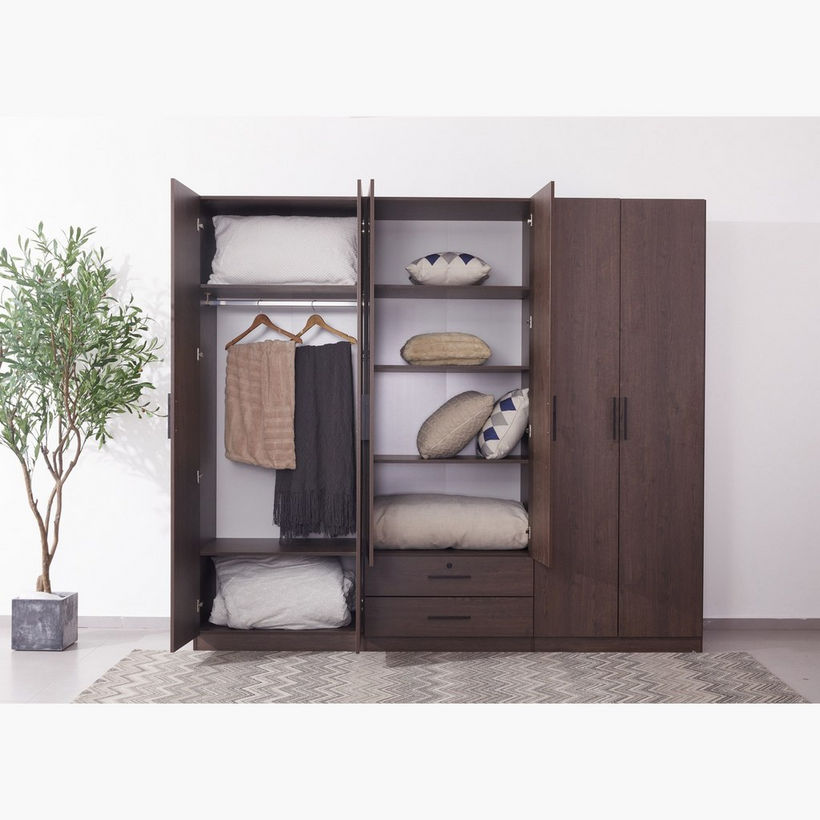 Movo Hotelya 6 Door Wardrobe with 2 Drawers Locks and Mirrors - Image 3