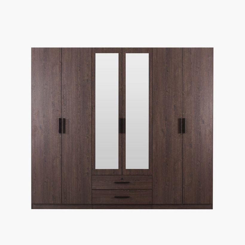 Movo Hotelya 6 Door Wardrobe with 2 Drawers Locks and Mirrors - Image 5