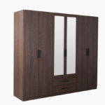 Movo Hotelya 6 Door Wardrobe with 2 Drawers Locks and Mirrors