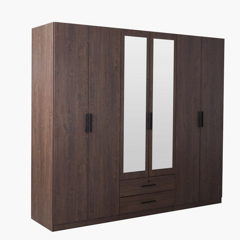 Movo Hotelya 6 Door Wardrobe with 2 Drawers Locks and Mirrors - Image 6