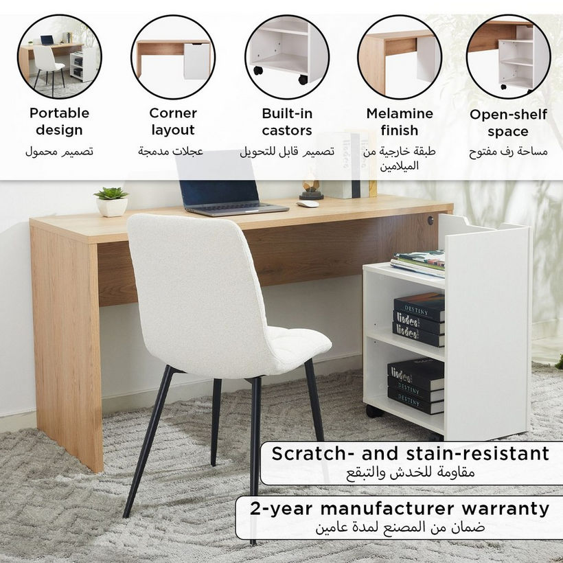 Milan Study Desk with Portable Open Shelf Storage Unit - Image 2