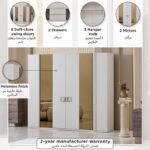 Startford 6-Door Wardrobe with 2 Reflective Mirrors