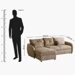 Olbia 3-Seater Fabric Left Corner Sofa Bed with Chaise Storage