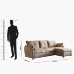 Olbia 3-Seater Fabric Right Corner Sofa Bed with Chaise