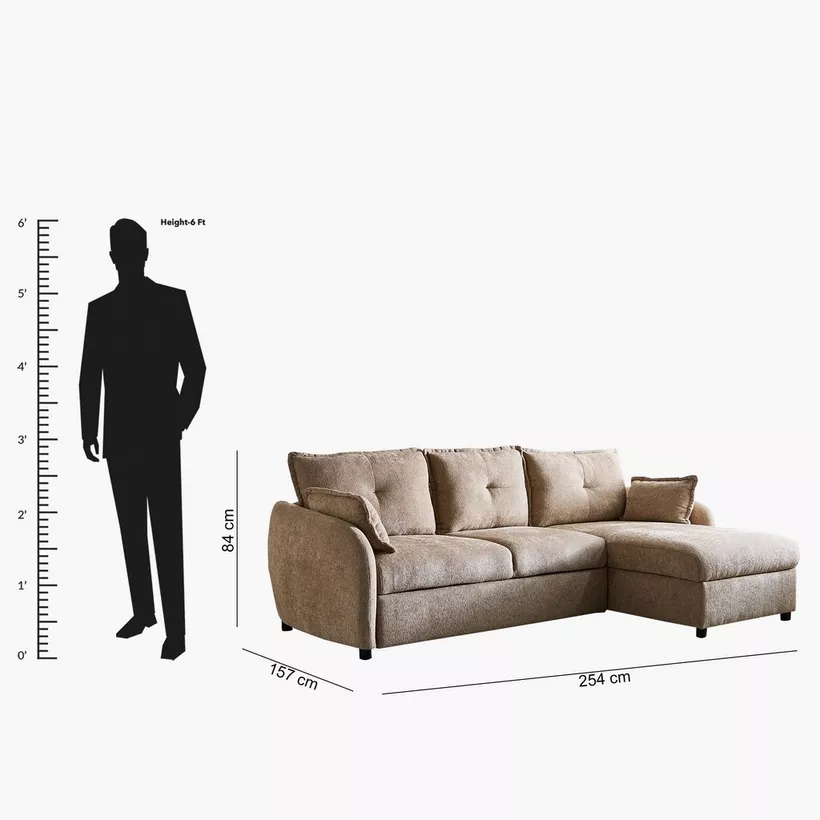 Olbia 3-Seater Fabric Right Corner Sofa Bed with Chaise - Image 2