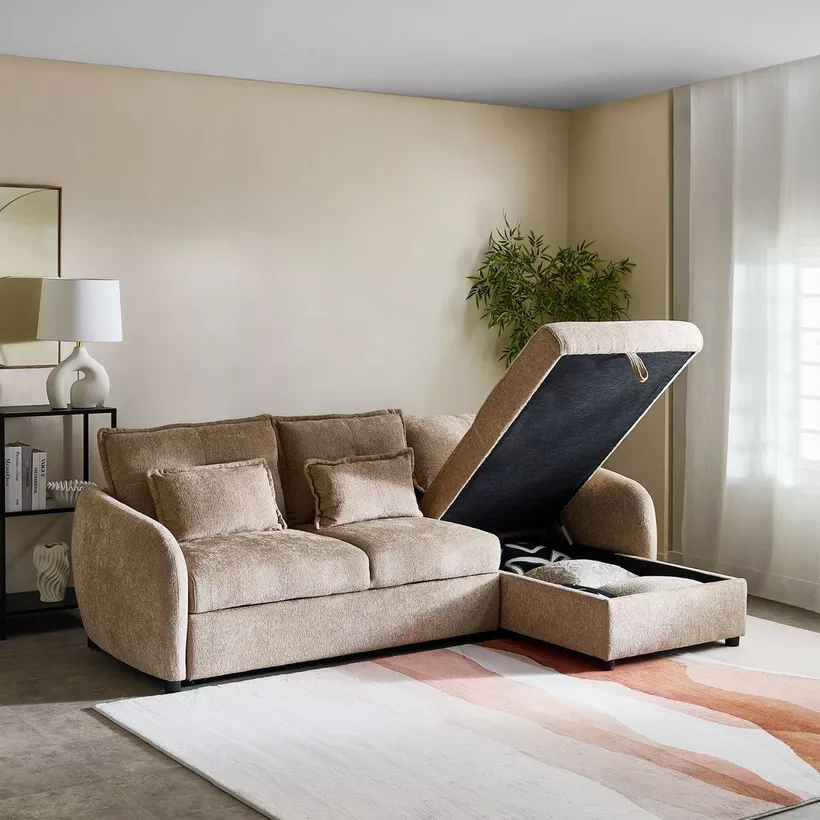 Olbia 3-Seater Fabric Right Corner Sofa Bed with Chaise - Image 4