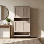 Eris 32-Pair Shoe Cabinet with Open Shelf and 4 Doors