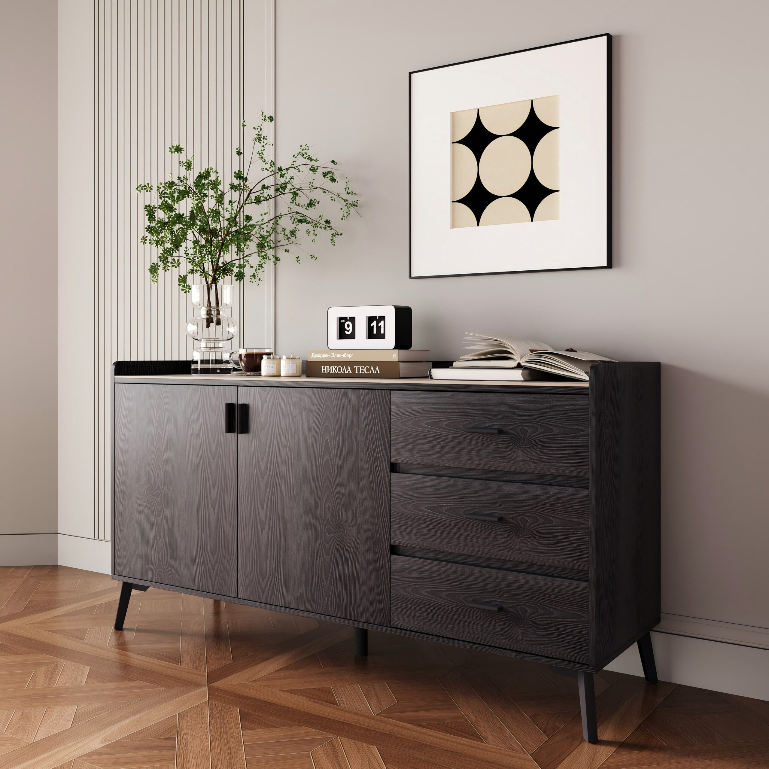 Marwell 1.5 Meter 2-Door Sideboard with Sintered Stone Top and 3-Drawers