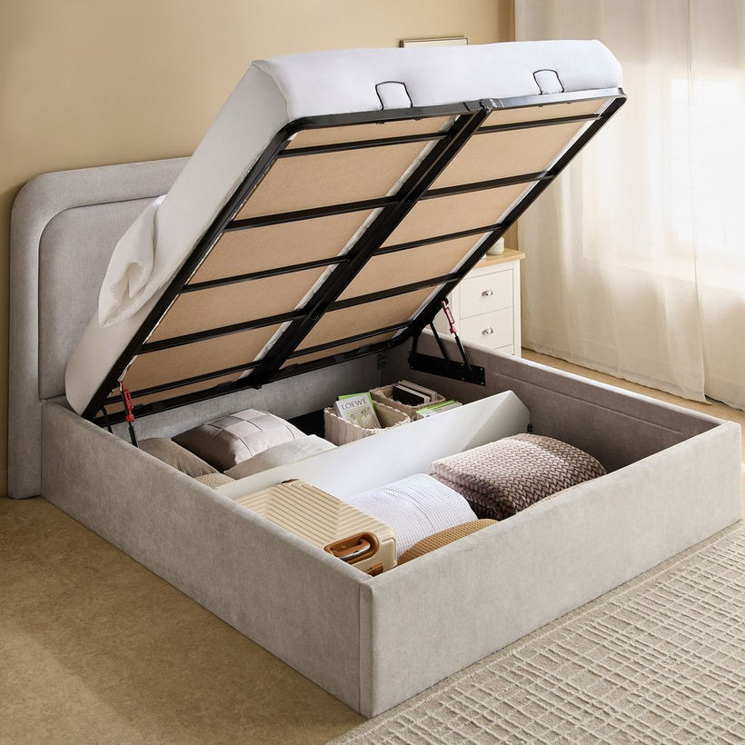 Movo Hampton Carter Upholstered Hydraulic Queen Bed - 160x200 cm - Image 6