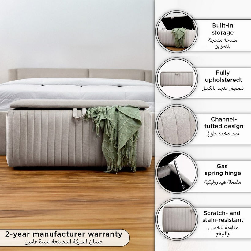 Hampton Upholstered Bed Bench with Storage - 130x50x45 cm - Image 2