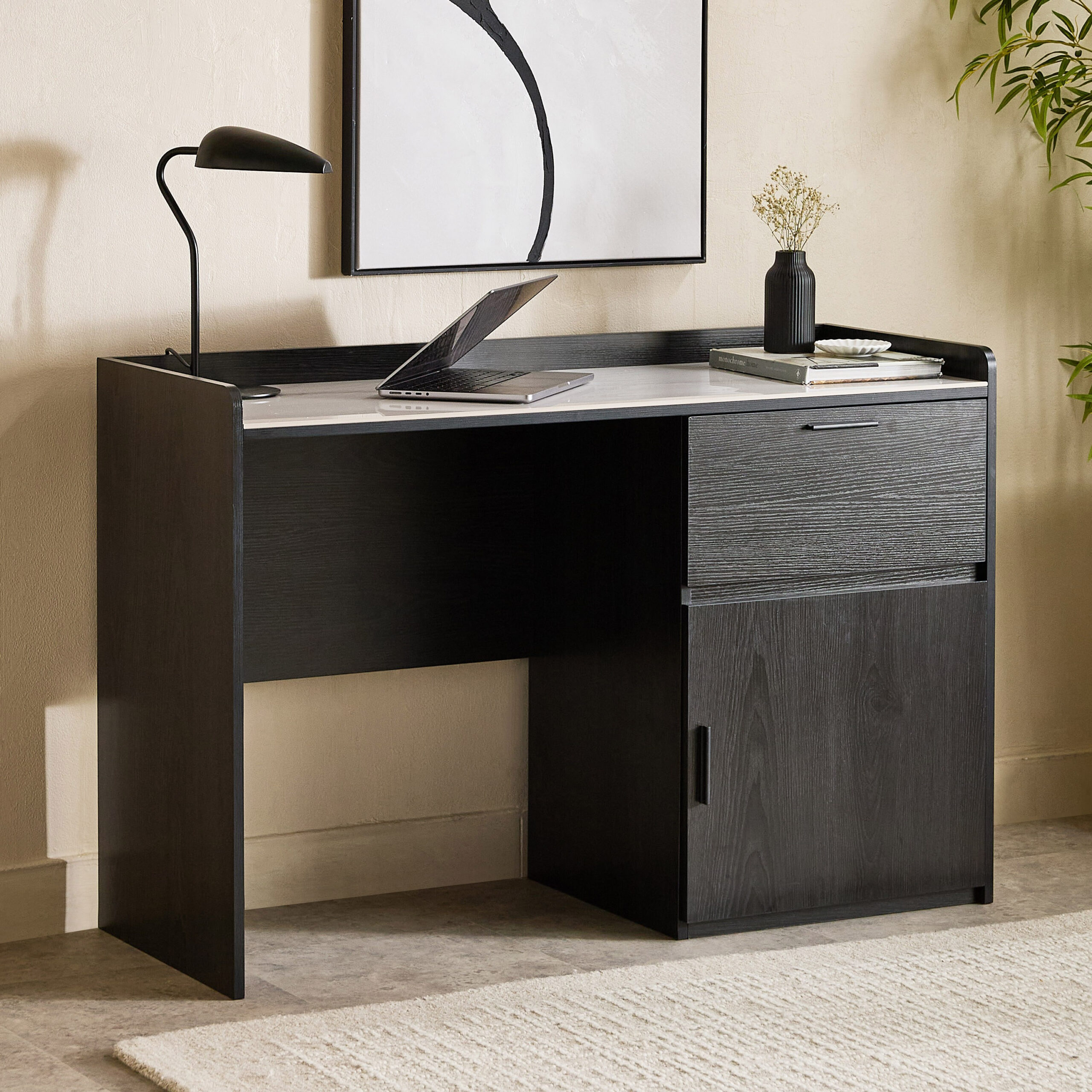 Marwell Sintered Stone 1 Door Study Desk with 1 Drawer