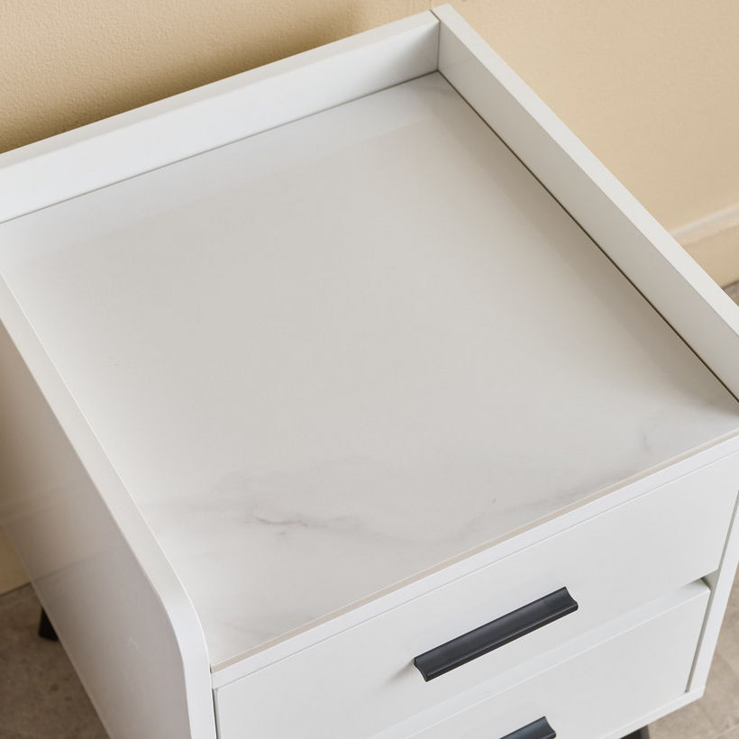 Marwell Compact 2-Drawer Sintered Stone Top Nightstand - Image 4