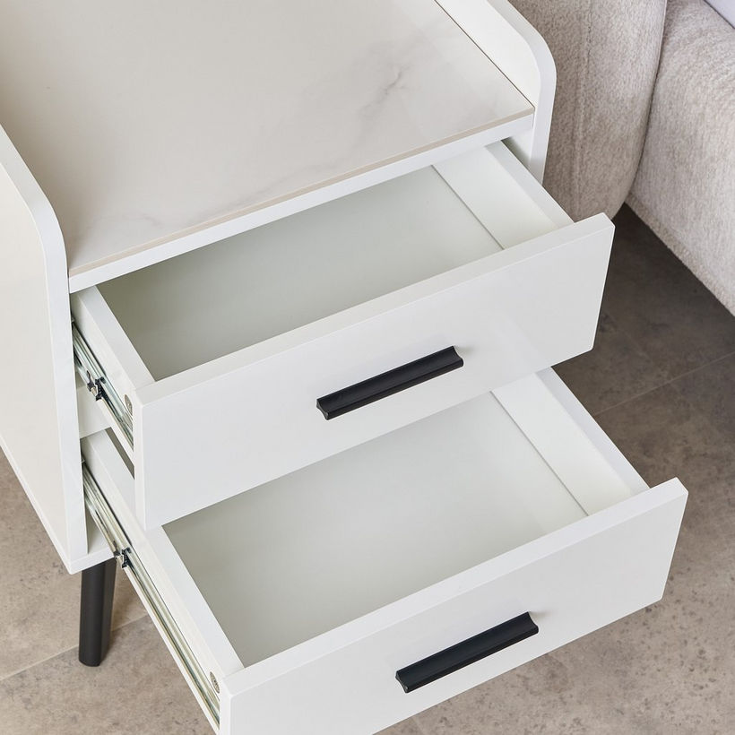 Marwell Compact 2-Drawer Sintered Stone Top Nightstand - Image 5