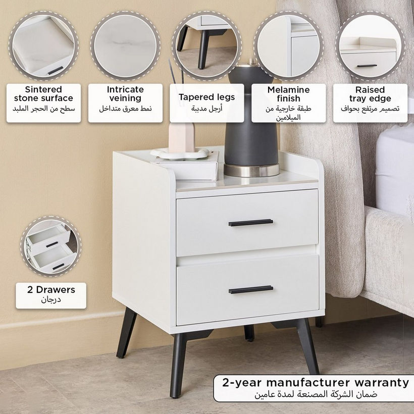 Marwell Compact 2-Drawer Sintered Stone Top Nightstand - Image 10