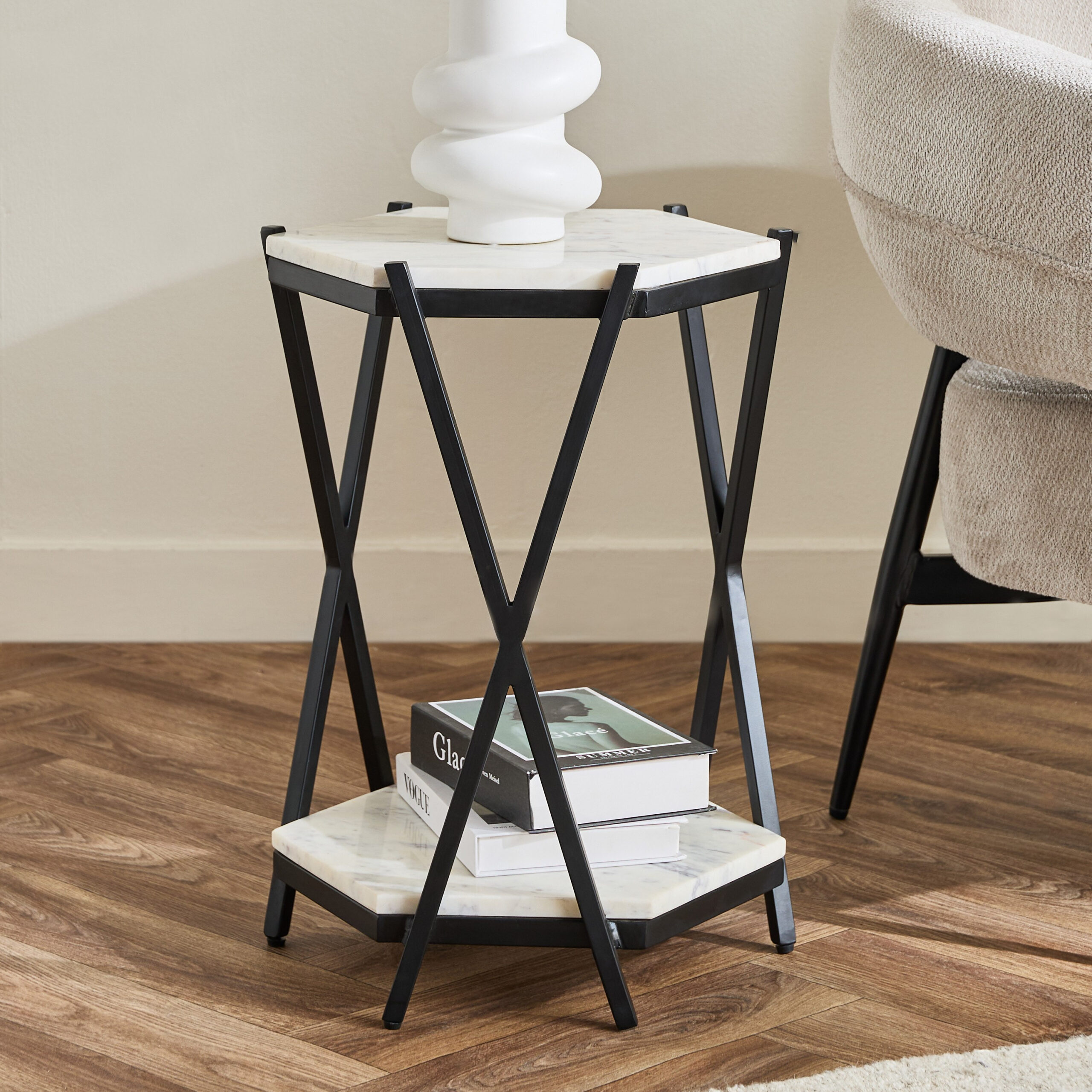 Cavon Versa Genuine Marble Top Octagon End Table