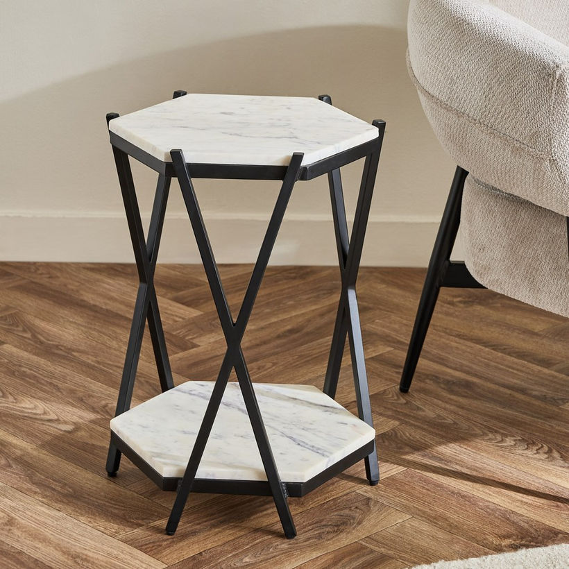 Cavon Versa Genuine Marble Top Octagon End Table - Image 3