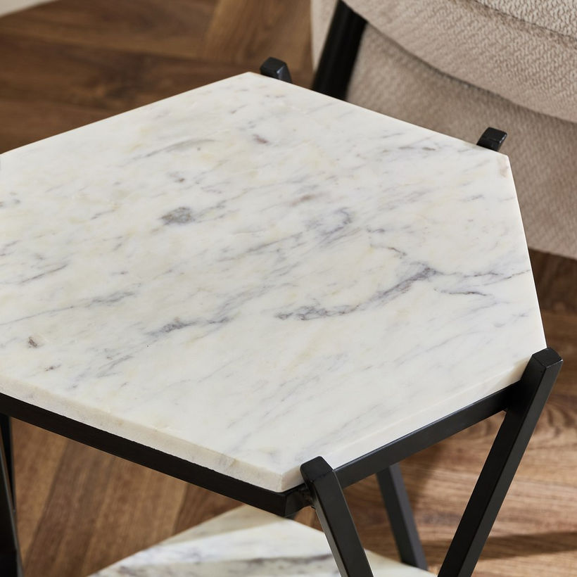 Cavon Versa Genuine Marble Top Octagon End Table - Image 4
