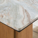 Cavon Bellmar Genuine Marble Top 6-Seater Dining Table with Solid Wood Base