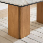 Cavon Bellmar Genuine Marble Top 6-Seater Dining Table with Solid Wood Base