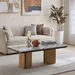 Cavon Bellmar Genuine Marble Top Coffee Table with Solid Wood Base - Image 12