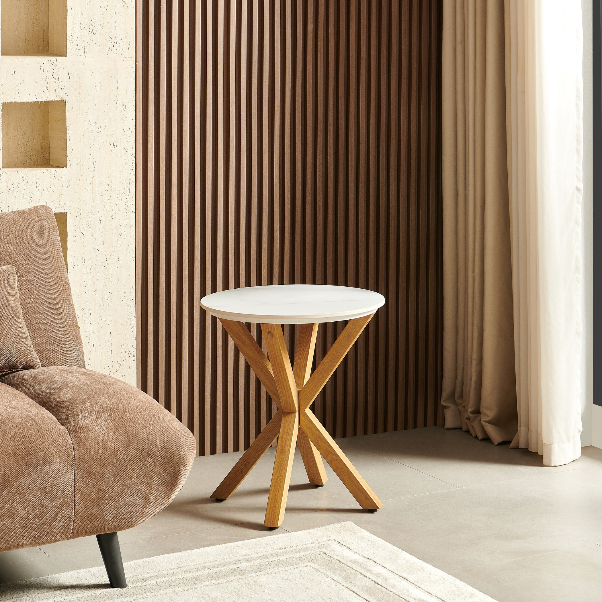 Welwick Round Sintered Stone Top End Table