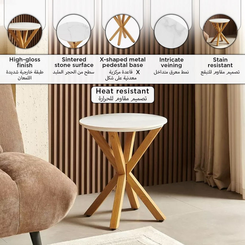 Welwick Round Sintered Stone Top End Table - Image 2