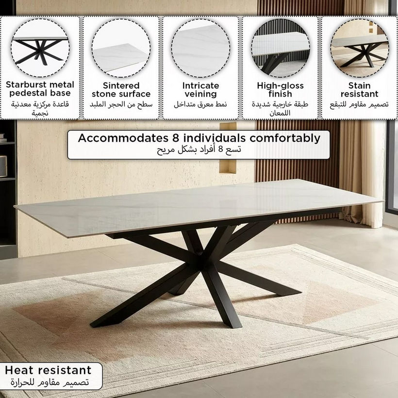 Welwick 8-Seater Sintered Stone Dining Table - Image 2