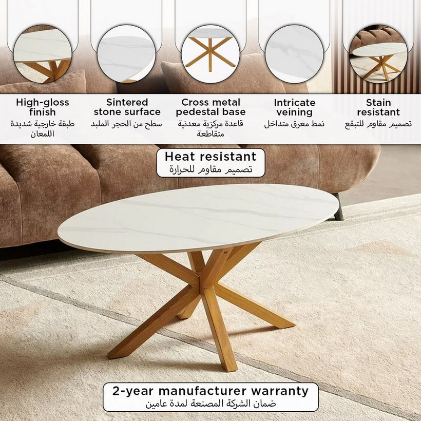 Welwick Oval Sintered Stone Top Coffee Table - Image 8