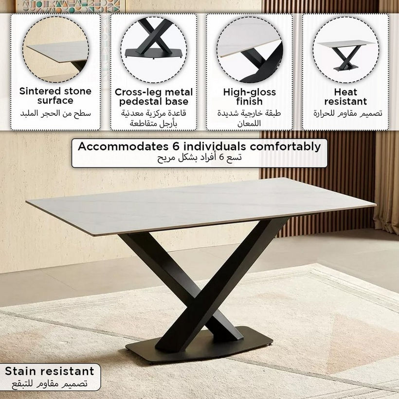 Baron 6-Seater Sintered Stone Dining Table - Image 2