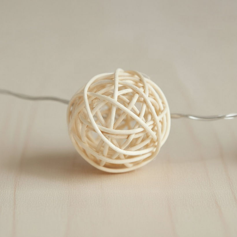 Rattan Ball 3AA 10 LED Stipe String Light - 172 cm - Image 4