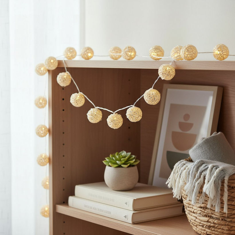 Rattan Ball 3AA 10 LED Stipe String Light - 172 cm - Image 5