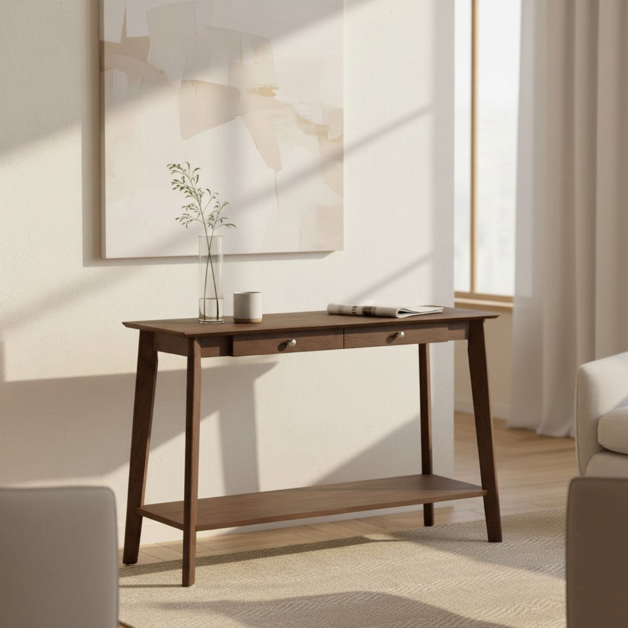 Scandi Console Sofa Table with 2 Drawers