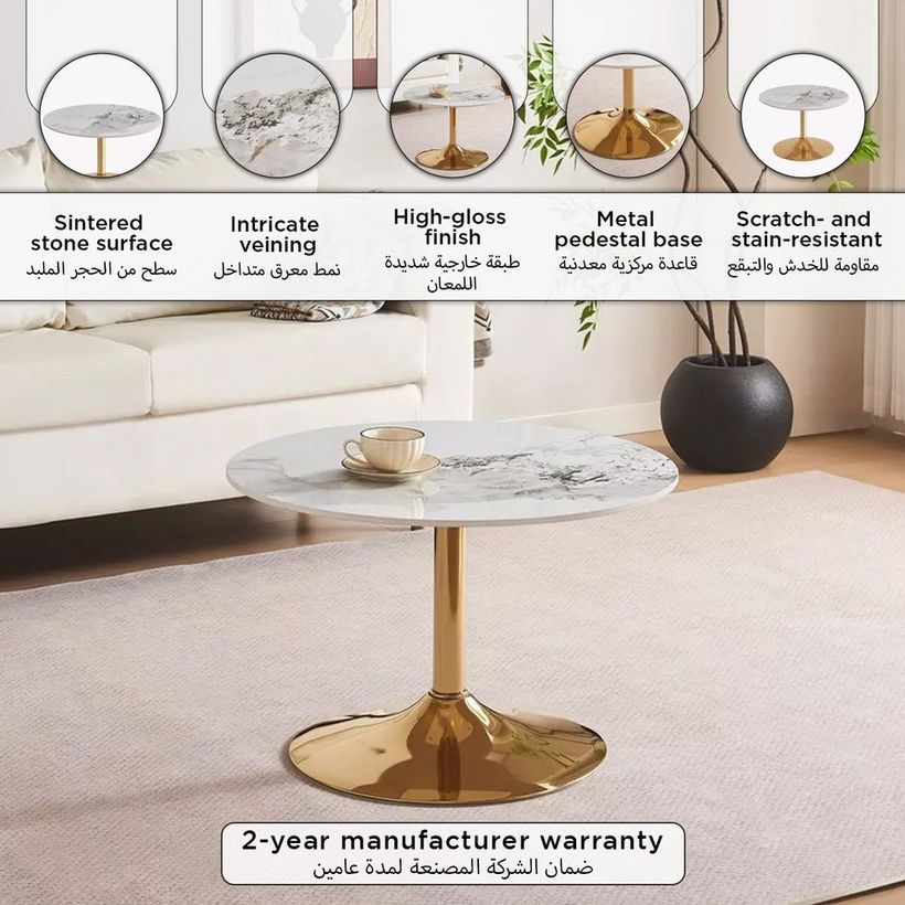 Elvis NXT Sintered Stone Round Coffee Table - Image 7