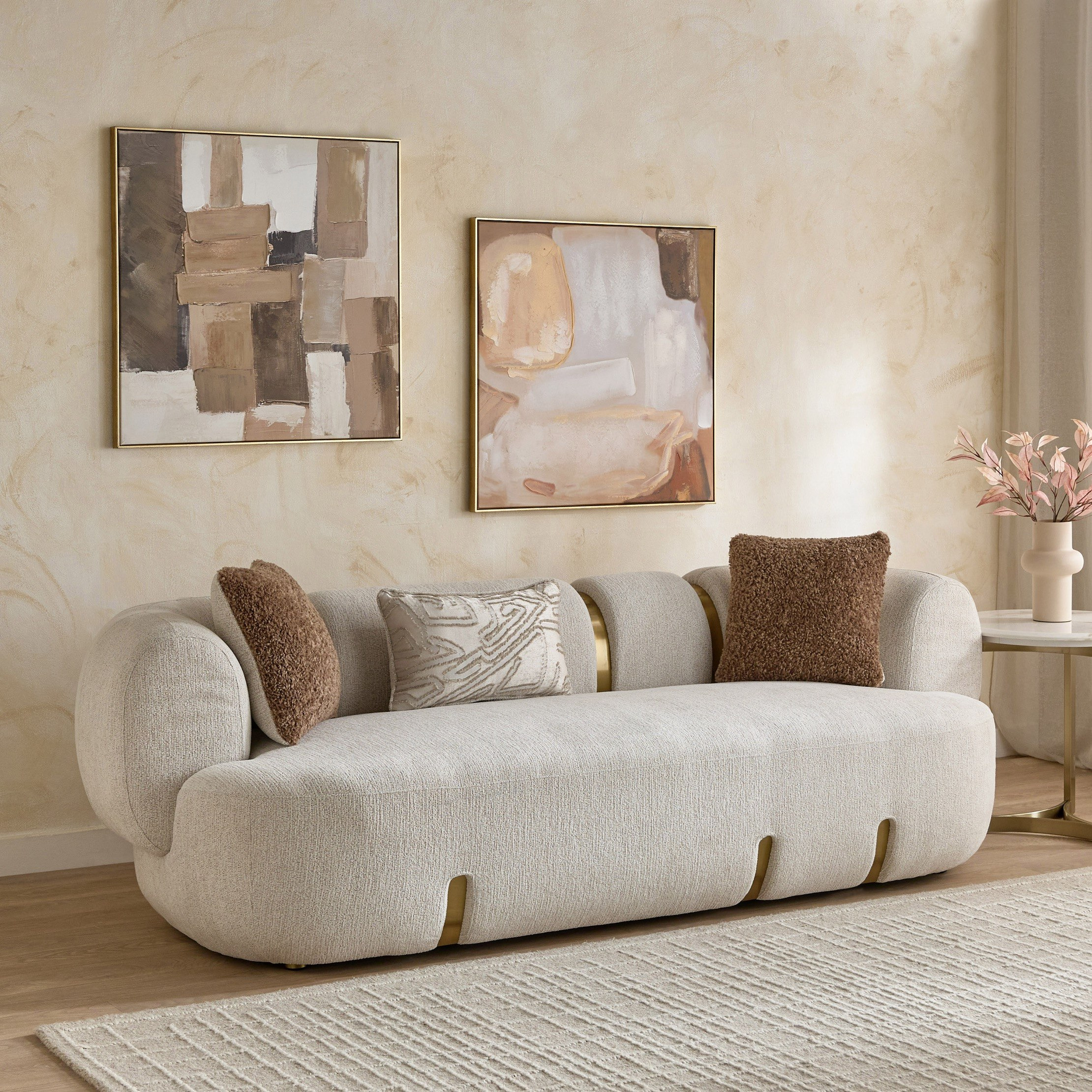 Bellmere 3-Seater Large Fabric Sofa with 3 Cushions