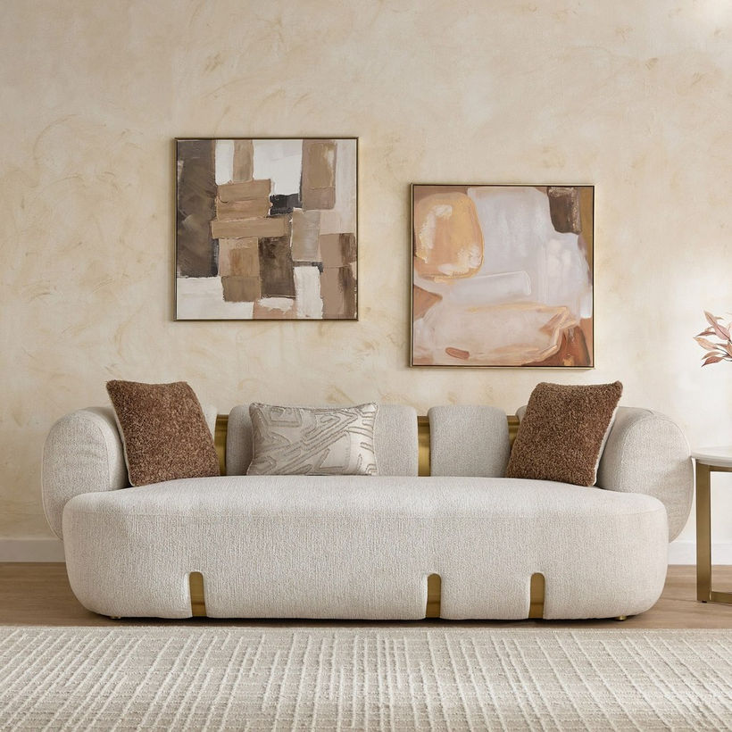 Bellmere 3-Seater Large Fabric Sofa with 3 Cushions - Image 3