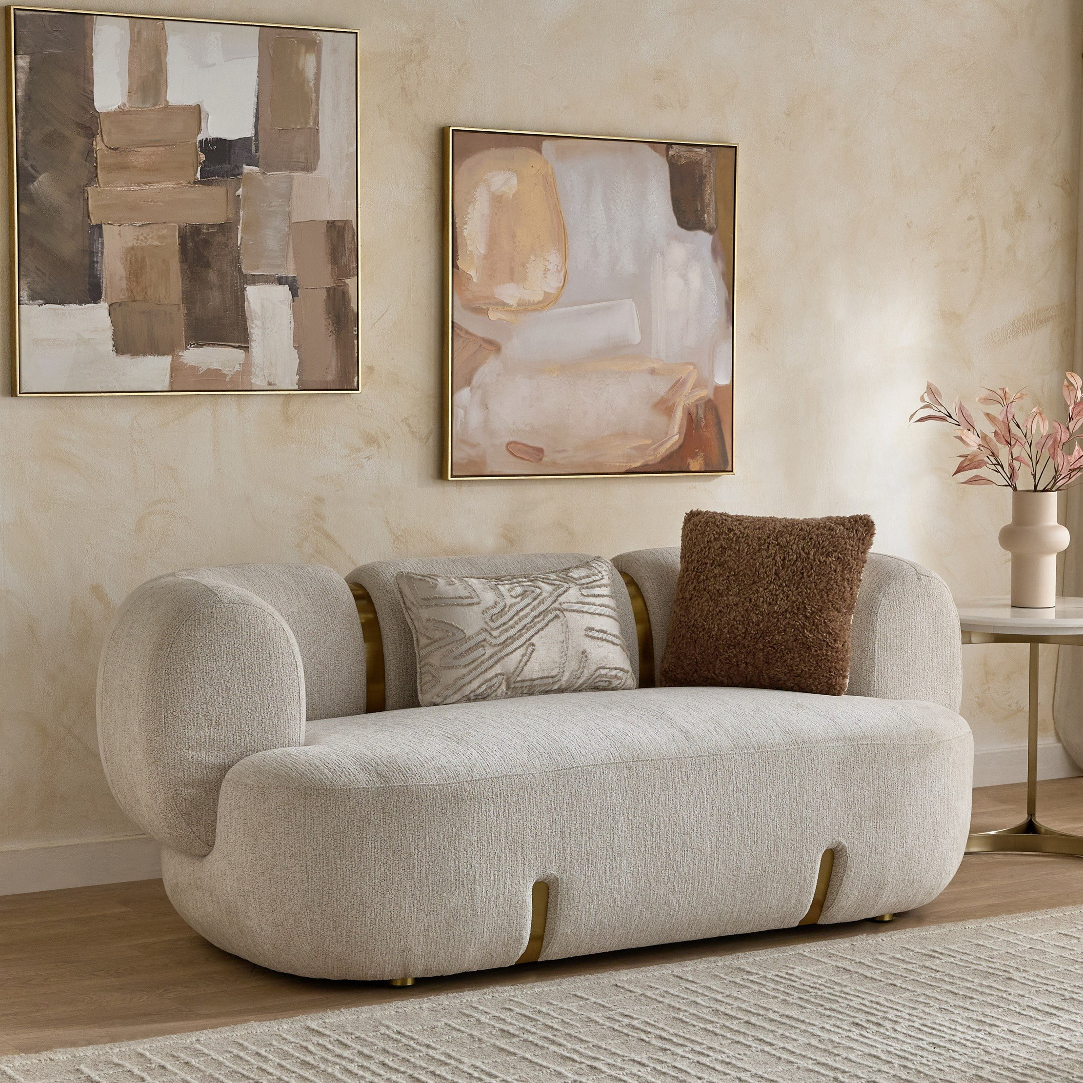 Bellmere 2-Seater Fabric Sofa with 2 Cushions