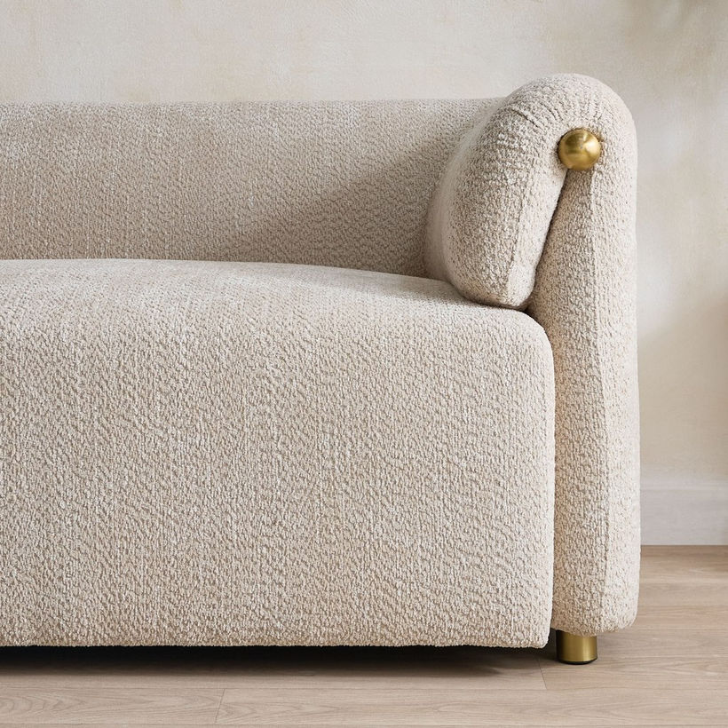 Scallop 3-Seater Fabric Sofa with 3 Cushions - Image 6