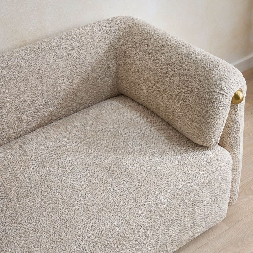 Scallop 3-Seater Fabric Sofa with 3 Cushions - Image 7