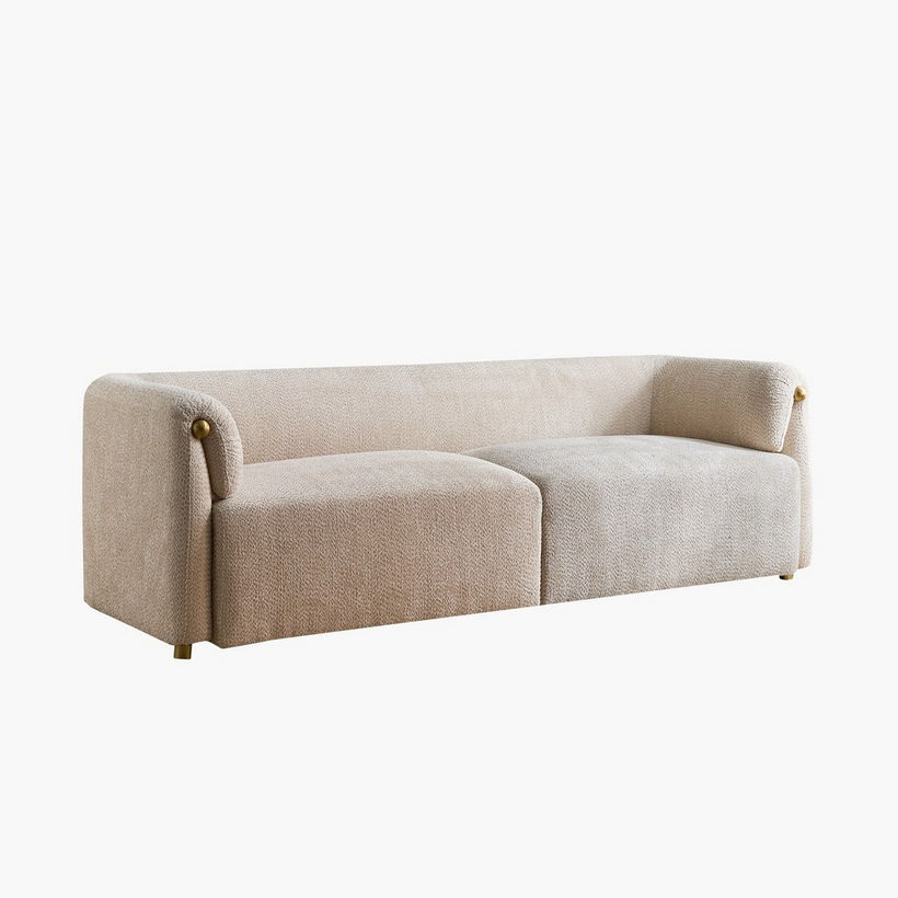 Scallop 3-Seater Fabric Sofa with 3 Cushions - Image 11
