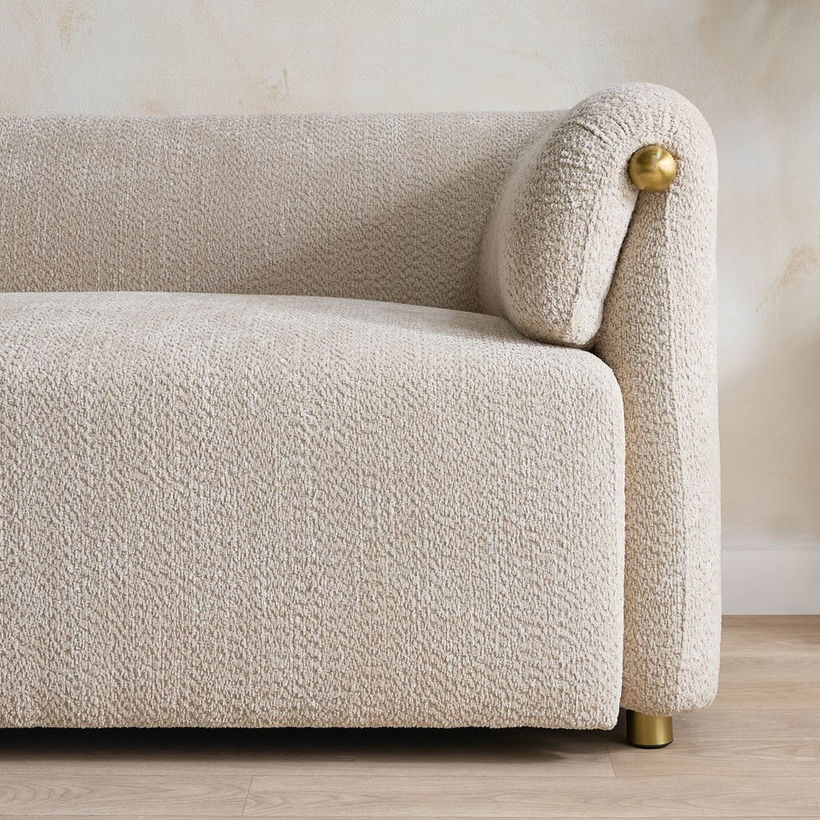 Scallop 2-Seater Fabric Sofa with 2 Cushions - Image 6