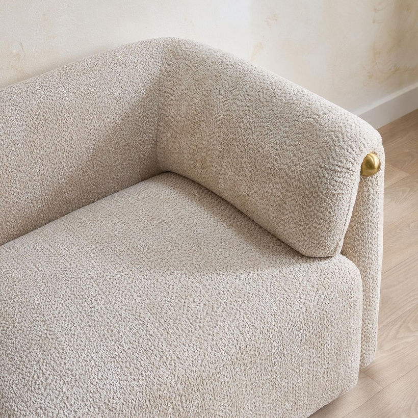Scallop 2-Seater Fabric Sofa with 2 Cushions - Image 7