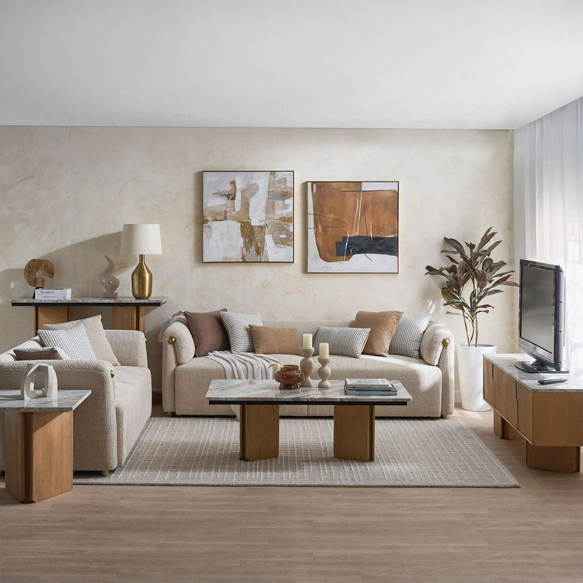 Scallop 2-Seater Fabric Sofa with 2 Cushions - Image 10