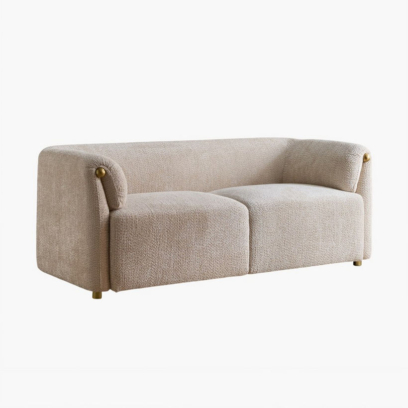 Scallop 2-Seater Fabric Sofa with 2 Cushions - Image 11