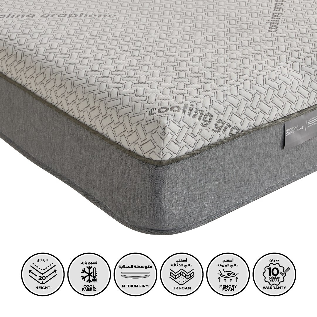 iSleepLuxe iCooltex Contour Air Memory Foam HR Cooling Fabric Single Mattress - 90x200x20 cm