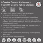 iSleepLuxe iCooltex Contour Air Memory Foam HR Cooling Fabric Single Mattress - 90x200x20 cm