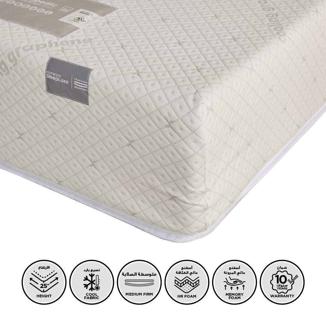 iSleepLuxe iCooltex Viscopedic HR Foam Memory Foam Cooling Fabric Single Mattress - 90x190x25 cm
