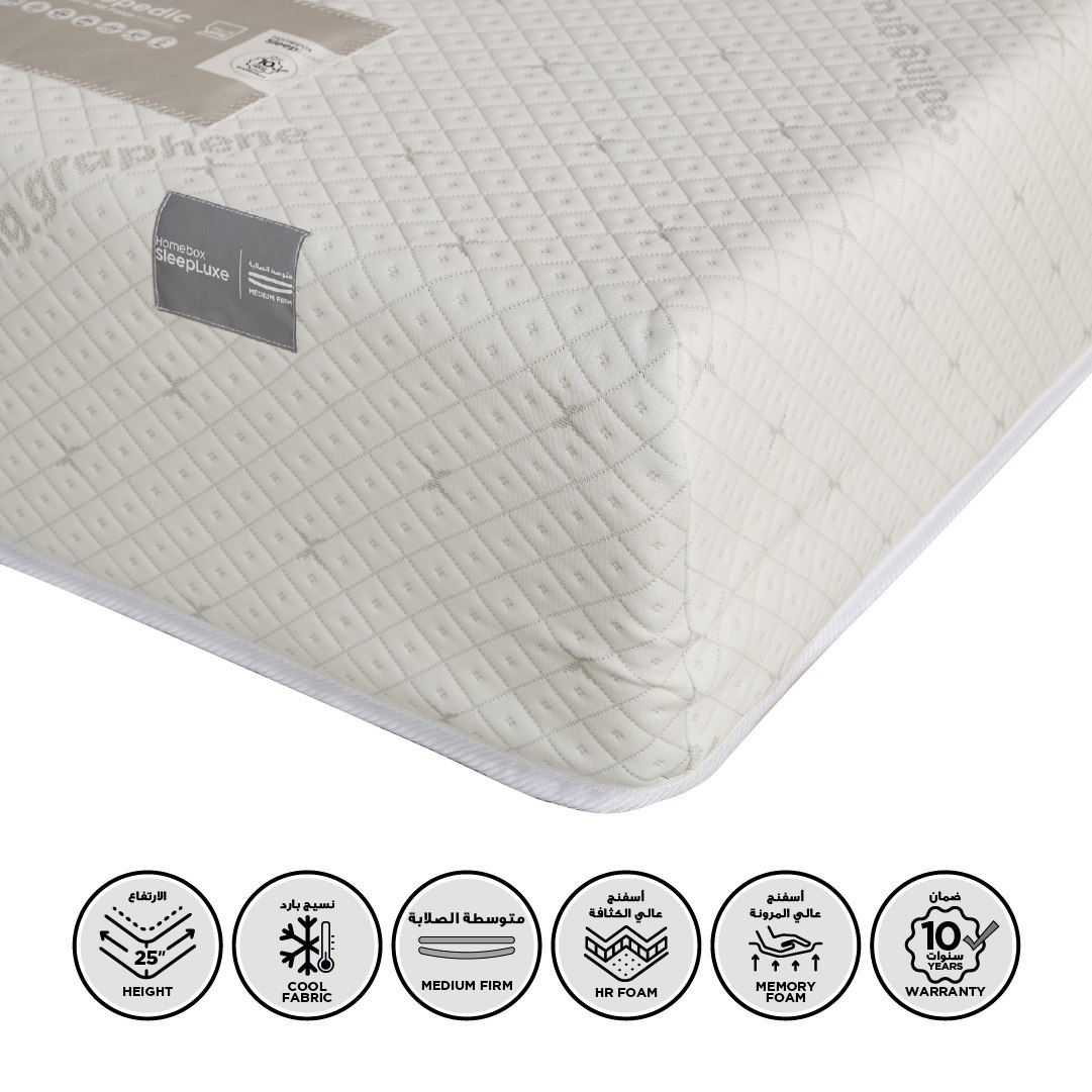 iSleepLuxe iCooltex Viscopedic HR Foam Memory Foam Cooling Fabric Queen Mattress - 155x205x25 cm